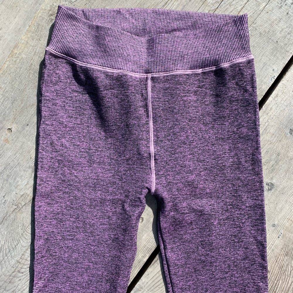 Splendid seamless purple color block yoga workout leggings stretch spandex pants - Picture 6 of 13